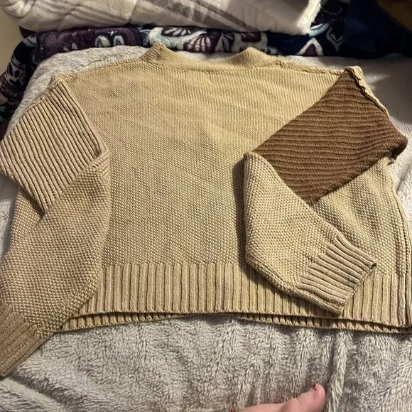 Major Label Group Brown‎ Color Block Button Up Sweater M Preppy Minimalist Y2K - Picture 3 of 5